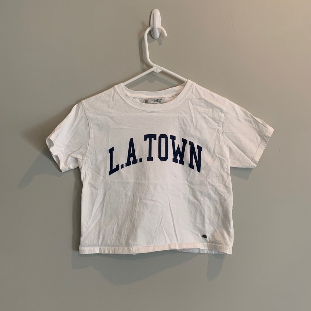 White Cropped L.A. Town T Shirt